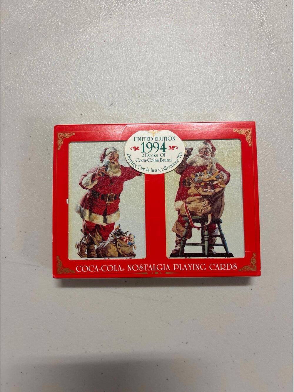 *New* 1994 Coca Cola Nostalgic Santa Playing Cards in Collectible Tin Christmas